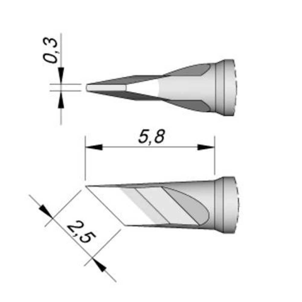 Наконечник JBC C105-212 ножевидный 2,5 х 0,3 мм (высокая теплопередача)