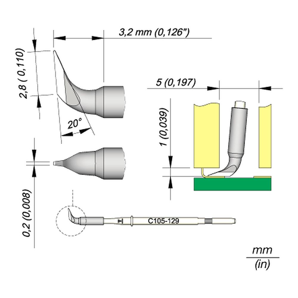 Наконечник JBC C105-129 ножевидный 2,8 х 0,2 мм