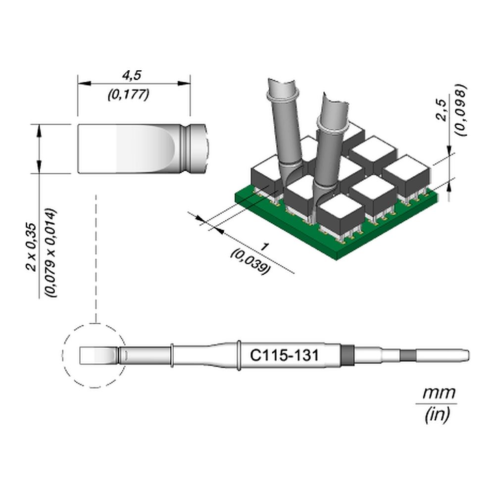 Наконечник JBC JBC C115-131 клиновидный 2,0 х 0,35 мм (высокая теплопередача)