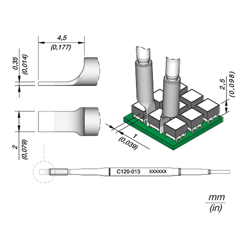 Наконечник JBC C120-013 лопатка 2,0 мм