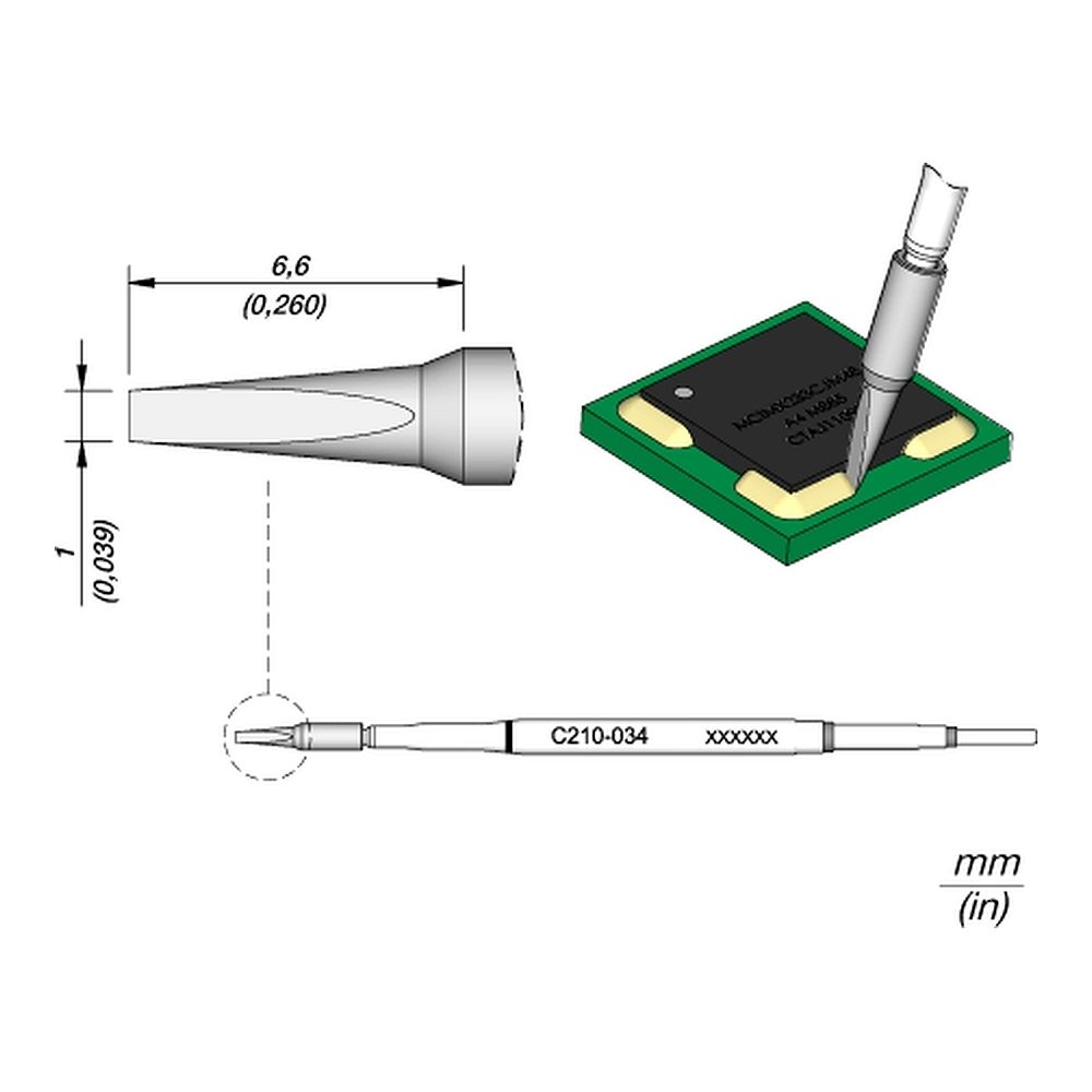 Наконечник JBC C210-034 для работы с пластиками 1 мм