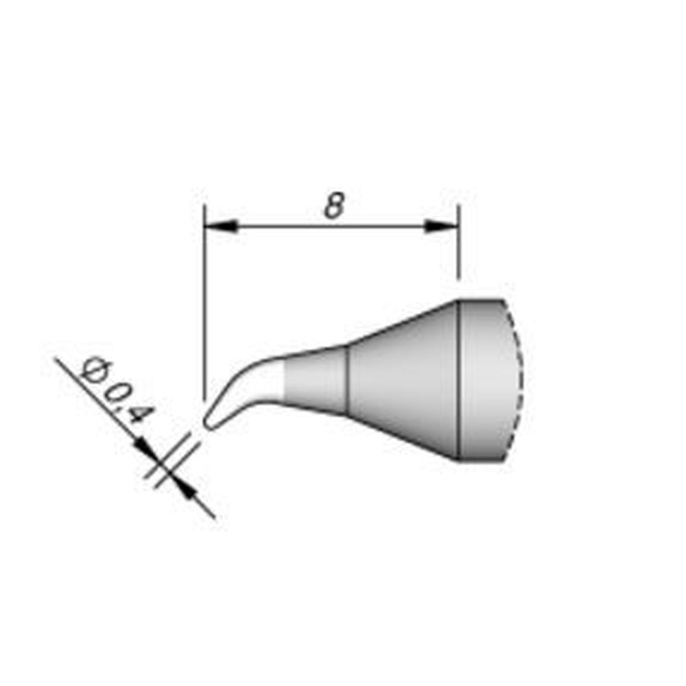 Наконечник JBC C245-234 конический 0,4 х 8,0 мм (изогнутый, удлинённый)