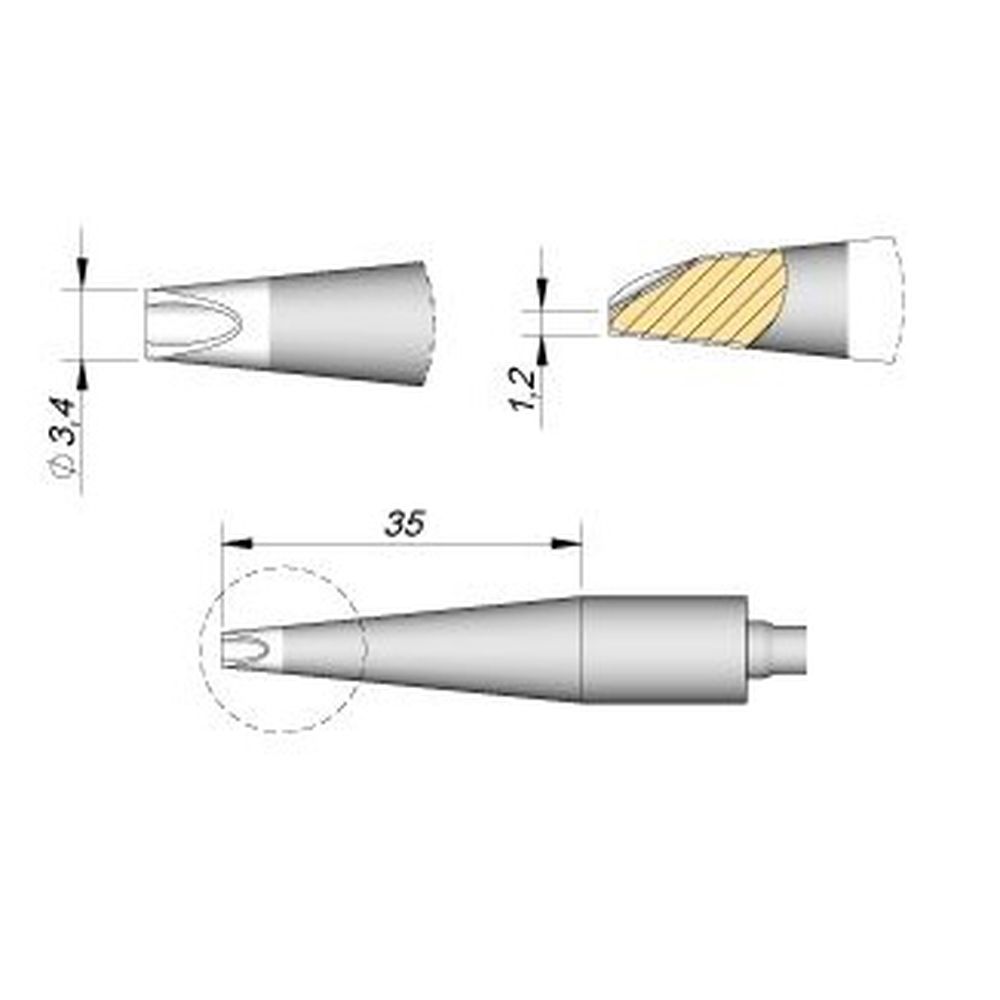 Наконечник JBC C470-020 конический с выемкой 3,4 мм
