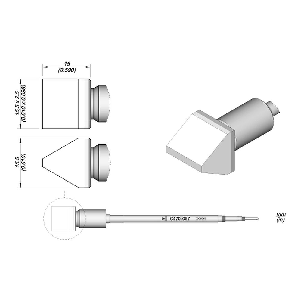 Наконечник JBC C470-067 клиновидный 15,5 х 2,5 мм