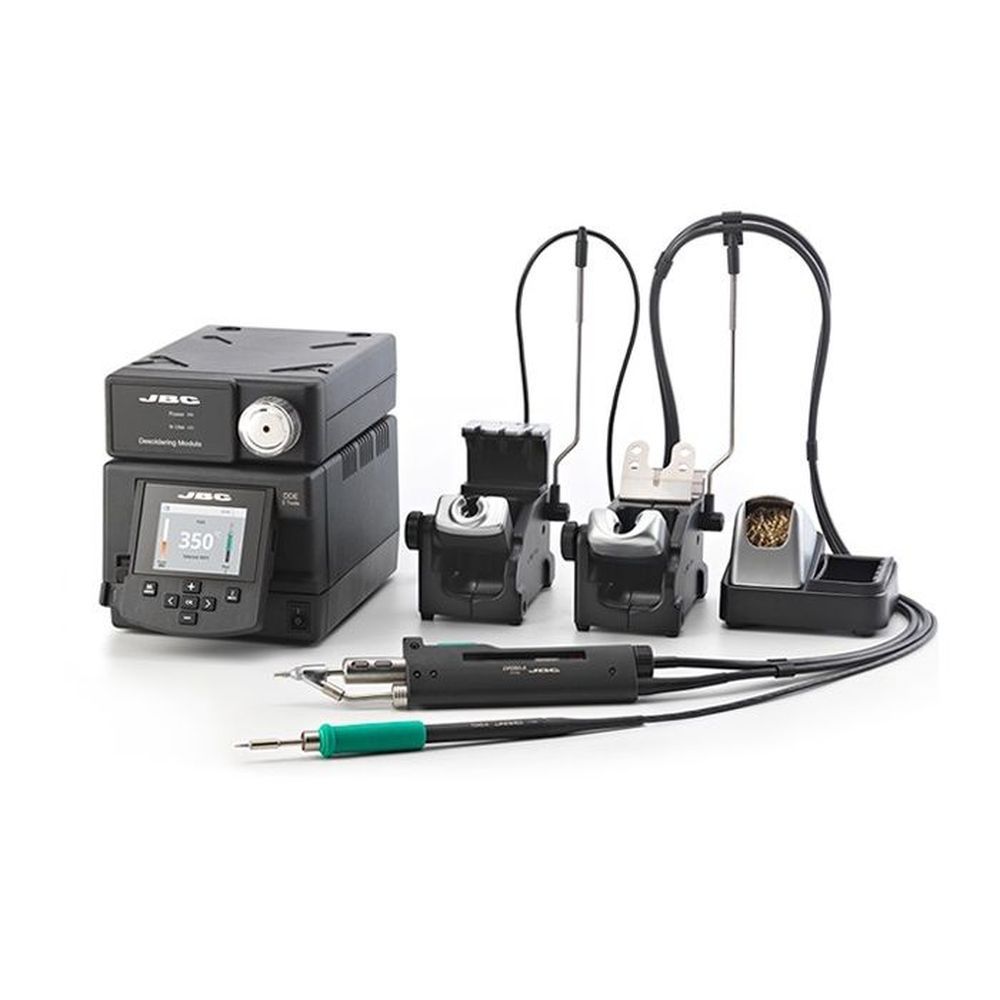 Двухканальная ремонтная станция JBC DDSE-2B с паяльником T245-A, вакуумным паяльником DR560-A и электрическим компрессором MSE-A