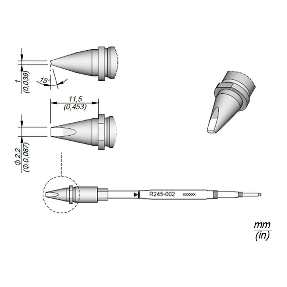 Наконечник JBC R245-008 клиновидный 2,2 х 1,0 мм