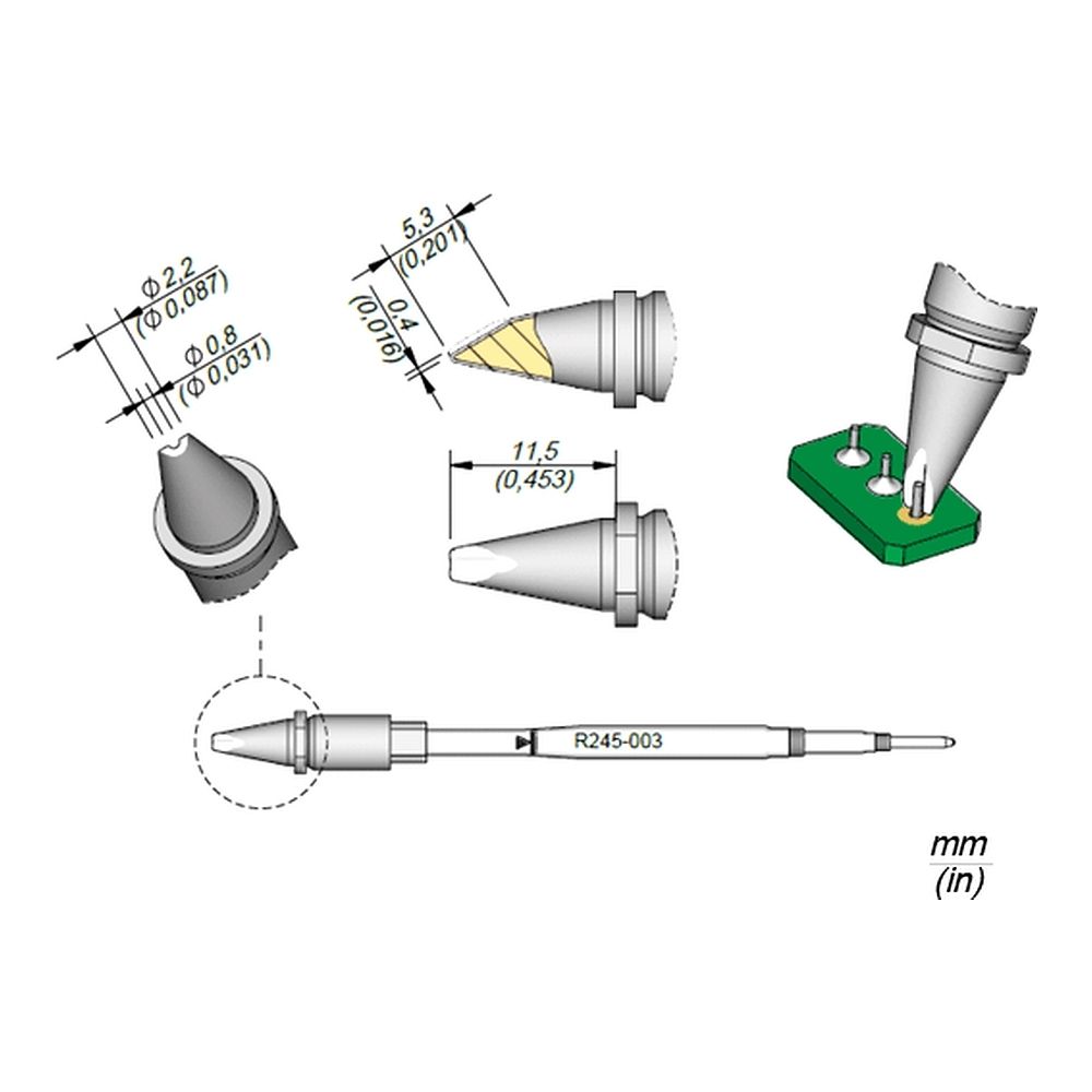 Наконечник JBC R245-009 для пайки кабелей и соединений 0,8 мм
