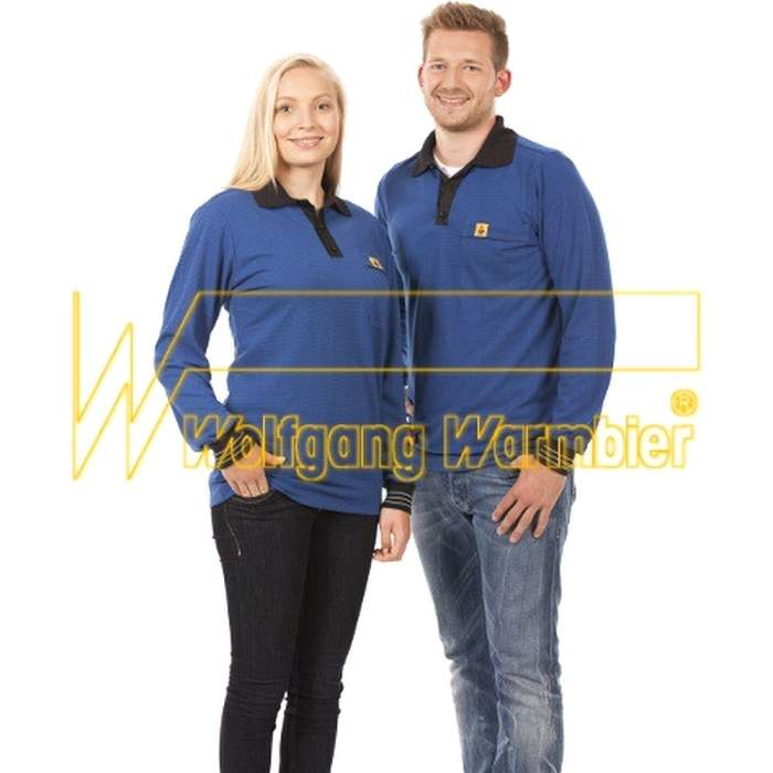 Warmbier 2647.P.XXL. Warmbier ESD-Langarm-Polo-Shirt, Größe XXL, blau