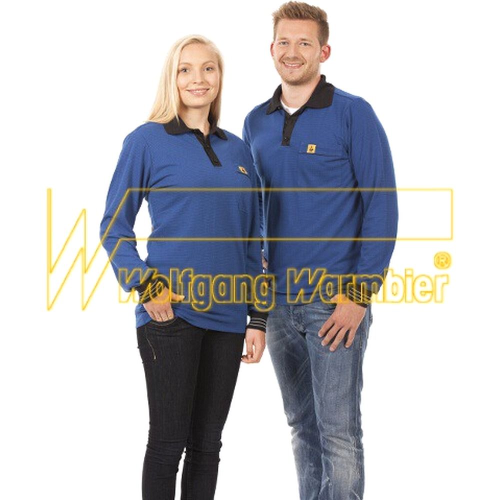 Warmbier 2647.P.S. Warmbier ESD-Langarm-Polo-Shirt, Größe S, blau