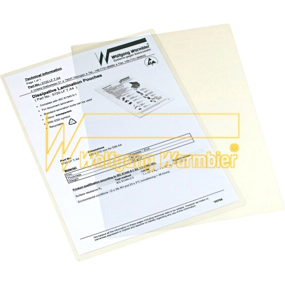 Warmbier 5720.LF.T.A4. Laminierfolie, ESD, DIN A4